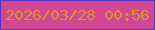 文字の大きさ：4、枠の色：4e35ce、背景の色：d24693、文字の色：d99527 無料ブログパーツのブログ時計