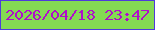 文字の大きさ：2、枠の色：4e3bdb、背景の色：84da53、文字の色：b00dcb 無料ブログパーツのブログ時計