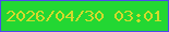 文字の大きさ：2、枠の色：4e49eb、背景の色：23d733、文字の色：d2da2c 無料ブログパーツのブログ時計