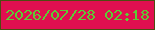 文字の大きさ：5、枠の色：4e4c11、背景の色：e00f50、文字の色：5ccc35 無料ブログパーツのブログ時計
