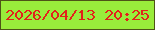 文字の大きさ：1、枠の色：4e5417、背景の色：99ec3b、文字の色：e3211b 無料ブログパーツのブログ時計