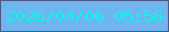 文字の大きさ：5、枠の色：4e5a82、背景の色：70b5ef、文字の色：06fae5 無料ブログパーツのブログ時計