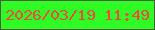 文字の大きさ：4、枠の色：4e5f38、背景の色：2ffc24、文字の色：ed4a42 無料ブログパーツのブログ時計