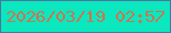 文字の大きさ：3、枠の色：4e749f、背景の色：0be7bf、文字の色：cb754f 無料ブログパーツのブログ時計