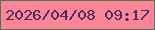 文字の大きさ：4、枠の色：4e755e、背景の色：fe8596、文字の色：482f5e 無料ブログパーツのブログ時計