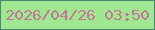 文字の大きさ：3、枠の色：4e8674、背景の色：9fe790、文字の色：c57699 無料ブログパーツのブログ時計