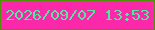 文字の大きさ：1、枠の色：4e9207、背景の色：fb29a9、文字の色：55e79f 無料ブログパーツのブログ時計