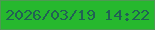 文字の大きさ：2、枠の色：4e9953、背景の色：26b82e、文字の色：216154 無料ブログパーツのブログ時計