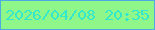 文字の大きさ：5、枠の色：4eaae1、背景の色：8ff689、文字の色：34e8c9 無料ブログパーツのブログ時計