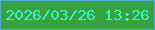 文字の大きさ：1、枠の色：4eadd9、背景の色：38a141、文字の色：36f9bf 無料ブログパーツのブログ時計