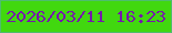 文字の大きさ：5、枠の色：4ebd6e、背景の色：41d80f、文字の色：7717ac 無料ブログパーツのブログ時計