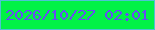 文字の大きさ：2、枠の色：4ec3d3、背景の色：02f246、文字の色：674cf3 無料ブログパーツのブログ時計