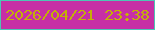 文字の大きさ：5、枠の色：4ec5b4、背景の色：c72fa5、文字の色：c3b106 無料ブログパーツのブログ時計