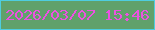 文字の大きさ：2、枠の色：4ecde0、背景の色：60a16b、文字の色：ec51e2 無料ブログパーツのブログ時計