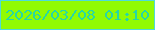 文字の大きさ：5、枠の色：4edbd9、背景の色：91fb03、文字の色：26d8a5 無料ブログパーツのブログ時計