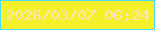 文字の大きさ：3、枠の色：4eddf8、背景の色：f4f12b、文字の色：f7e6bd 無料ブログパーツのブログ時計