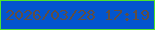 文字の大きさ：1、枠の色：4ee52c、背景の色：0355ce、文字の色：614e42 無料ブログパーツのブログ時計