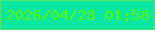 文字の大きさ：4、枠の色：4ee76a、背景の色：09e8a3、文字の色：5cf603 無料ブログパーツのブログ時計