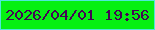 文字の大きさ：3、枠の色：4ee8da、背景の色：06f013、文字の色：440554 無料ブログパーツのブログ時計