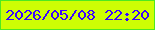 文字の大きさ：5、枠の色：4ee920、背景の色：cefe04、文字の色：3b05fe 無料ブログパーツのブログ時計