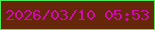 文字の大きさ：1、枠の色：4ee953、背景の色：652609、文字の色：ce0bab 無料ブログパーツのブログ時計