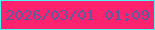 文字の大きさ：4、枠の色：4ef4f1、背景の色：ff226e、文字の色：575e9d 無料ブログパーツのブログ時計