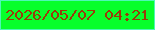 文字の大きさ：2、枠の色：4ef7b6、背景の色：07ff2b、文字の色：9a3b0a 無料ブログパーツのブログ時計