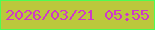 文字の大きさ：3、枠の色：4efc54、背景の色：bbc83c、文字の色：cf39c7 無料ブログパーツのブログ時計