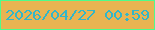 文字の大きさ：2、枠の色：4efc8c、背景の色：e9b452、文字の色：32b6c9 無料ブログパーツのブログ時計