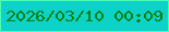 文字の大きさ：5、枠の色：4efcb2、背景の色：0cd2c7、文字の色：047f12 無料ブログパーツのブログ時計