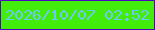 文字の大きさ：4、枠の色：4f05c0、背景の色：43ed0b、文字の色：6fc6f9 無料ブログパーツのブログ時計