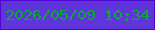 文字の大きさ：1、枠の色：4f05d0、背景の色：5f34da、文字の色：05ac34 無料ブログパーツのブログ時計