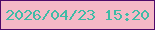 文字の大きさ：1、枠の色：4f0a69、背景の色：f5b9c6、文字の色：3fbba6 無料ブログパーツのブログ時計