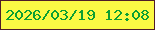 文字の大きさ：2、枠の色：4f1c28、背景の色：fbf944、文字の色：0c9f33 無料ブログパーツのブログ時計