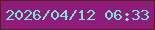 文字の大きさ：4、枠の色：4f211f、背景の色：8f1b7a、文字の色：73e8d2 無料ブログパーツのブログ時計