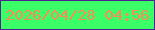 文字の大きさ：4、枠の色：4f2293、背景の色：3bff67、文字の色：fa8a5a 無料ブログパーツのブログ時計