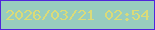 文字の大きさ：2、枠の色：4f26db、背景の色：98cdbe、文字の色：dbdb78 無料ブログパーツのブログ時計