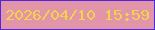 文字の大きさ：5、枠の色：4f27dd、背景の色：e294a9、文字の色：f3d24c 無料ブログパーツのブログ時計