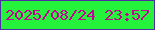 文字の大きさ：1、枠の色：4f2ea5、背景の色：24f23b、文字の色：c70098 無料ブログパーツのブログ時計