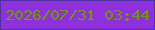 文字の大きさ：3、枠の色：4f2ea6、背景の色：8e31dd、文字の色：6f9b00 無料ブログパーツのブログ時計