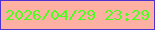 文字の大きさ：1、枠の色：4f33d2、背景の色：feb1a3、文字の色：4bfe20 無料ブログパーツのブログ時計