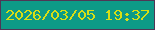 文字の大きさ：1、枠の色：4f3655、背景の色：0d9a87、文字の色：d8de15 無料ブログパーツのブログ時計