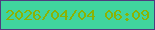 文字の大きさ：2、枠の色：4f3b7f、背景の色：40d49e、文字の色：8bb304 無料ブログパーツのブログ時計