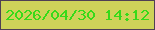文字の大きさ：4、枠の色：4f3f54、背景の色：ced259、文字の色：36da19 無料ブログパーツのブログ時計