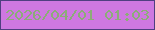 文字の大きさ：5、枠の色：4f3f81、背景の色：ce78e1、文字の色：8cac78 無料ブログパーツのブログ時計