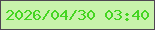 文字の大きさ：3、枠の色：4f4552、背景の色：c8f2ab、文字の色：44d521 無料ブログパーツのブログ時計