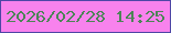文字の大きさ：2、枠の色：4f46a6、背景の色：f882ed、文字の色：4c8556 無料ブログパーツのブログ時計