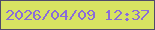 文字の大きさ：3、枠の色：4f4a6a、背景の色：d7e362、文字の色：8a6cd9 無料ブログパーツのブログ時計