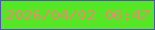文字の大きさ：5、枠の色：4f54b3、背景の色：55e626、文字の色：e48c6b 無料ブログパーツのブログ時計