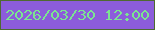 文字の大きさ：5、枠の色：4f6931、背景の色：8c5cdb、文字の色：7be591 無料ブログパーツのブログ時計